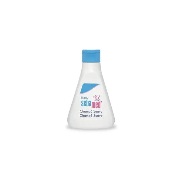 Sebamed baby shampoo for children in a 250ml bottle, gentle formula, displayed with clean packaging and soft background.