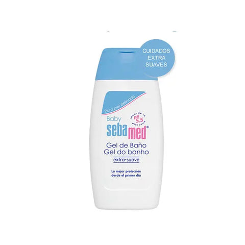 Sebamed Baby Wash Extra Soft 200ml bottle by Jag Couture London, gentle and nourishing for delicate baby skin.
