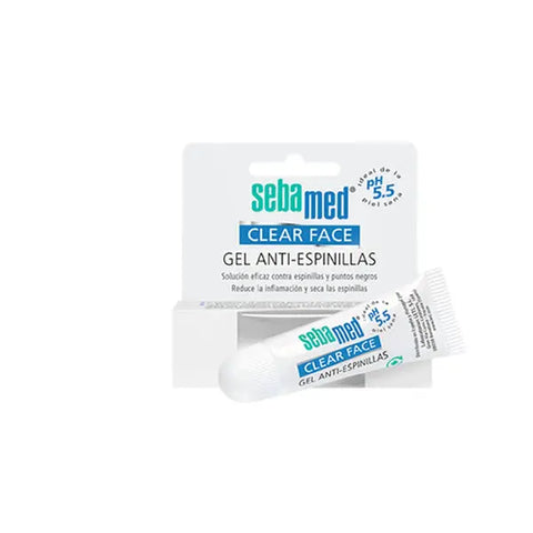 Sebamed Clear Face Anti-Pimple Gel 10ml from Jag Couture London New York, shown in a clear tube with a white cap.