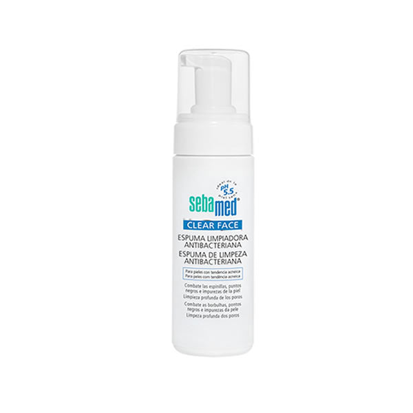 Sebamed Clear Face antibacterial cleansing foam in 150ml bottle, suitable for deep facial cleansing and skin refreshment.