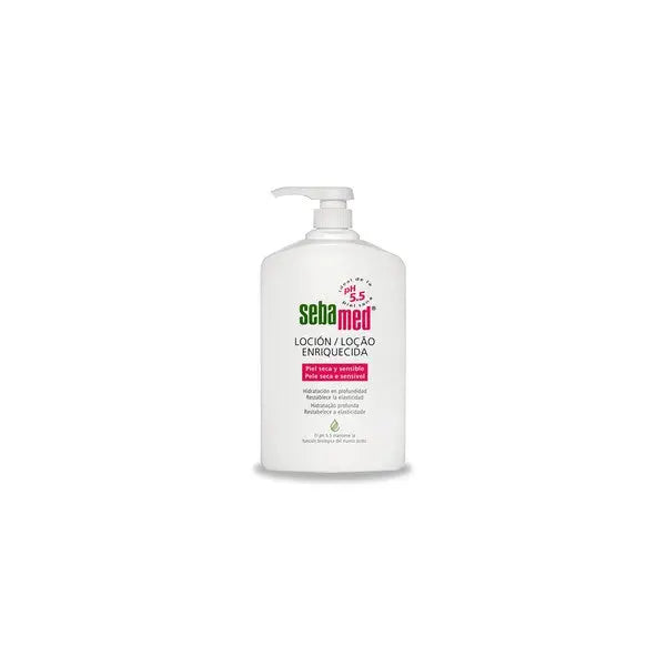 Sebamed Enriched Lotion by Jag Couture London and New York, featuring a sleek bottle with moisturizing ingredients.