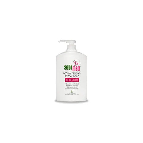 Sebamed Enriched Lotion by Jag Couture London and New York, featuring a sleek bottle with moisturizing ingredients.