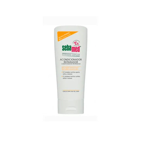 Sebamed Repairing Conditioner 200ml from Jag Couture London New York, smooth and nourishing hair conditioner in a white bottle.