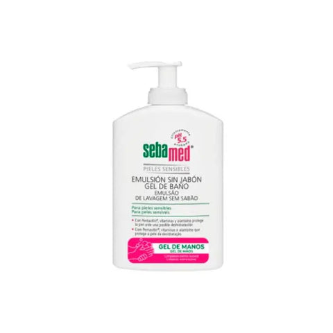 Jag Couture London New York Sebamed Soap-Free Hand Emulsion 300ml bottle, featuring a sleek, pump-style hand moisturizer.