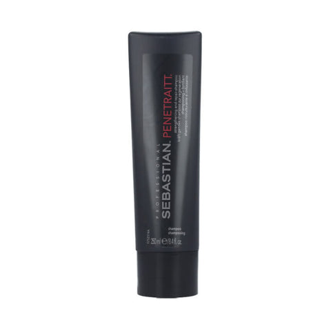 Sebastian Penetraitt Shampoo Repair 250ml in a sleek bottle, designed to strengthen and repair damaged hair.