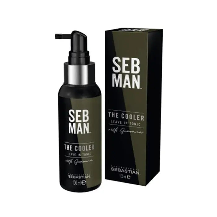 Sebastian Professional Sebman The Cooler Leave-In Toner 100ml, in a clear bottle with a black cap, for cooling and refreshing hair care.