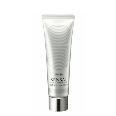 Sensai Cellular Performance Advanced Day Cream SPF30 in 50ml jar, featuring luxurious packaging and product branding visible.