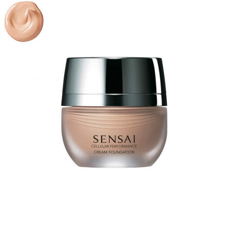 Sensai Cellular Performance Cream Foundation CF12 Soft Beige in 30ml jar, showcasing smooth, creamy texture and elegant packaging.