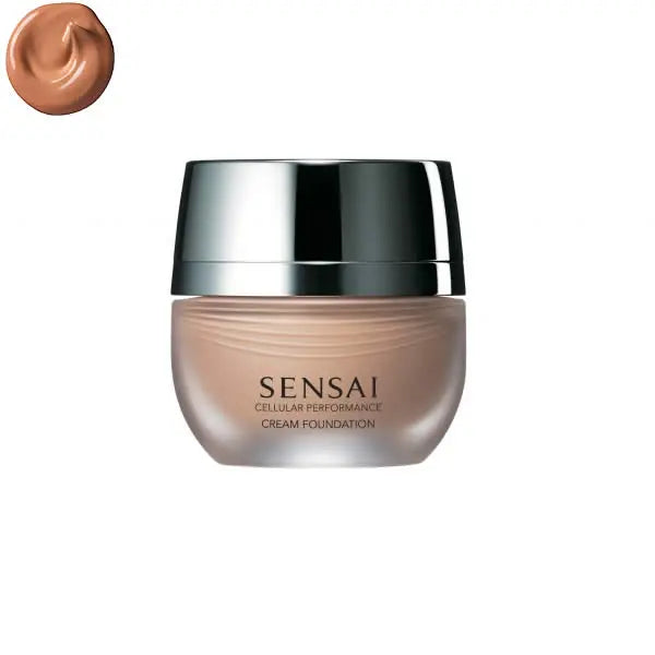 Sensai Cellular Performance Cream Foundation CF25 Topaz Beige in 30ml container, showcasing smooth, creamy beige makeup.