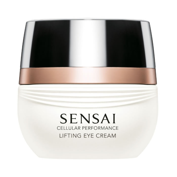 Sensai Cellular Performance Lifting Eye Cream jar with white and silver packaging, 15ml size, from Jag Couture London - New York.