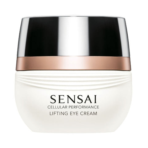 Sensai Cellular Performance Lifting Eye Cream jar with white and silver packaging, 15ml size, from Jag Couture London - New York.