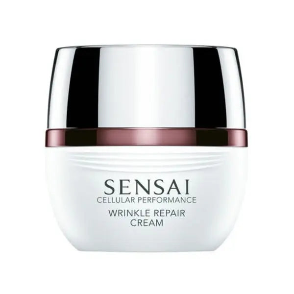 Sensai Cellular Performance Wrinkle Repair Cream in 40ml jar, featuring smooth cream texture and elegant packaging.