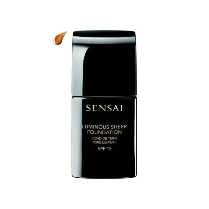 Sensai Luminous Sheer Foundation SPF15 in 206 Brown Beige, 30ml bottle with a sleek design, natural finish for a radiant complexion