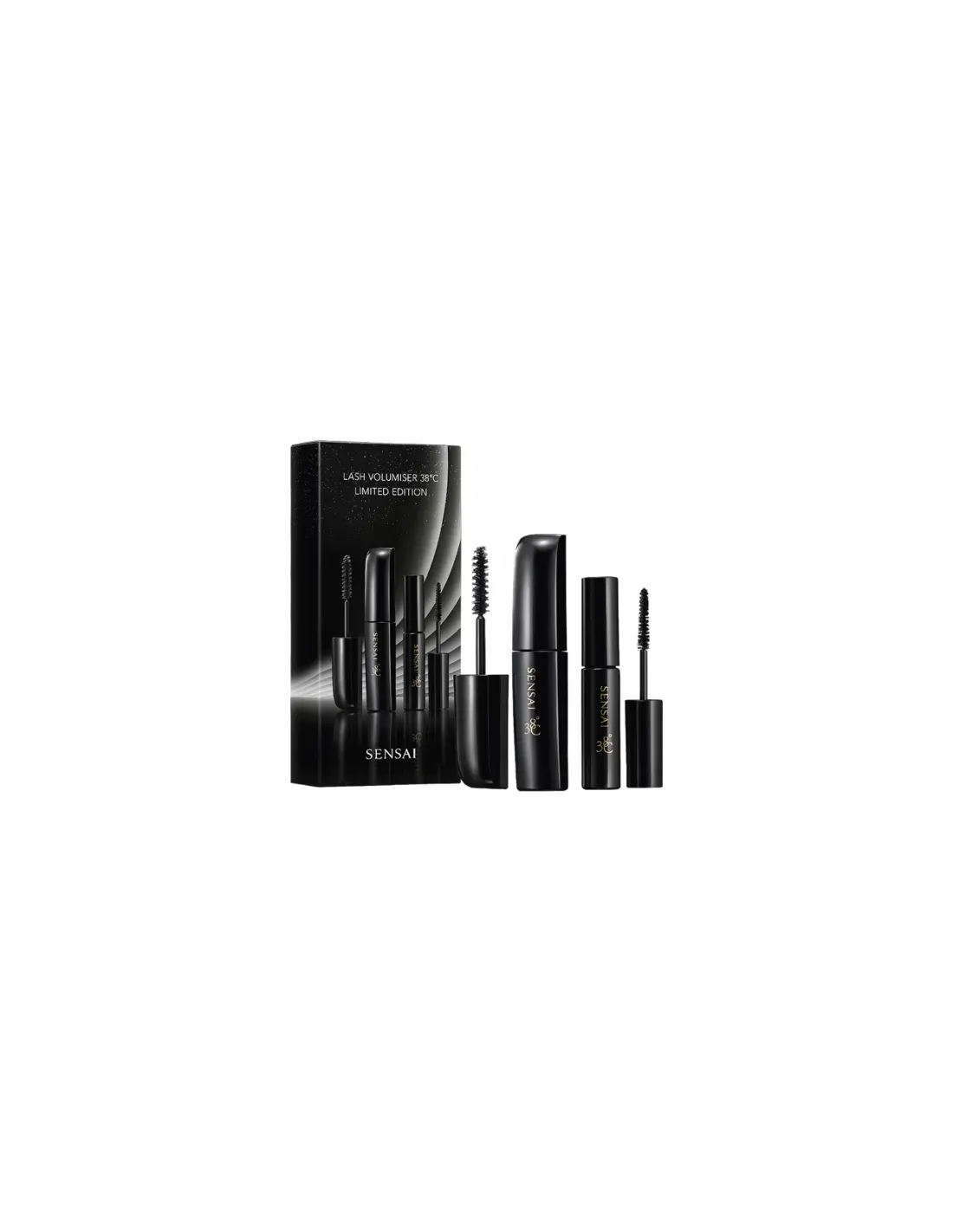 Jag Couture London Sensai Mascara Lash Volumiser 38 Mini Lash Lengthener enhances lashes with volume and length.