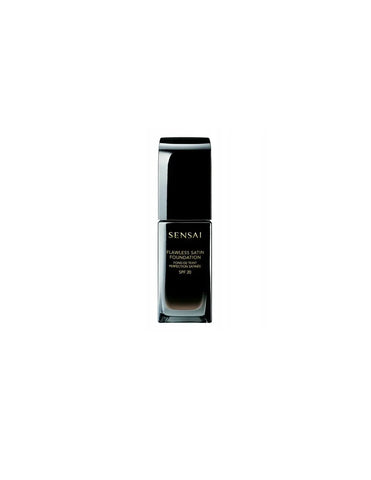 Sensai Sen Maq Flawless Satin Foundation F20 in 30ml bottle, featuring smooth satin finish and lightweight texture.