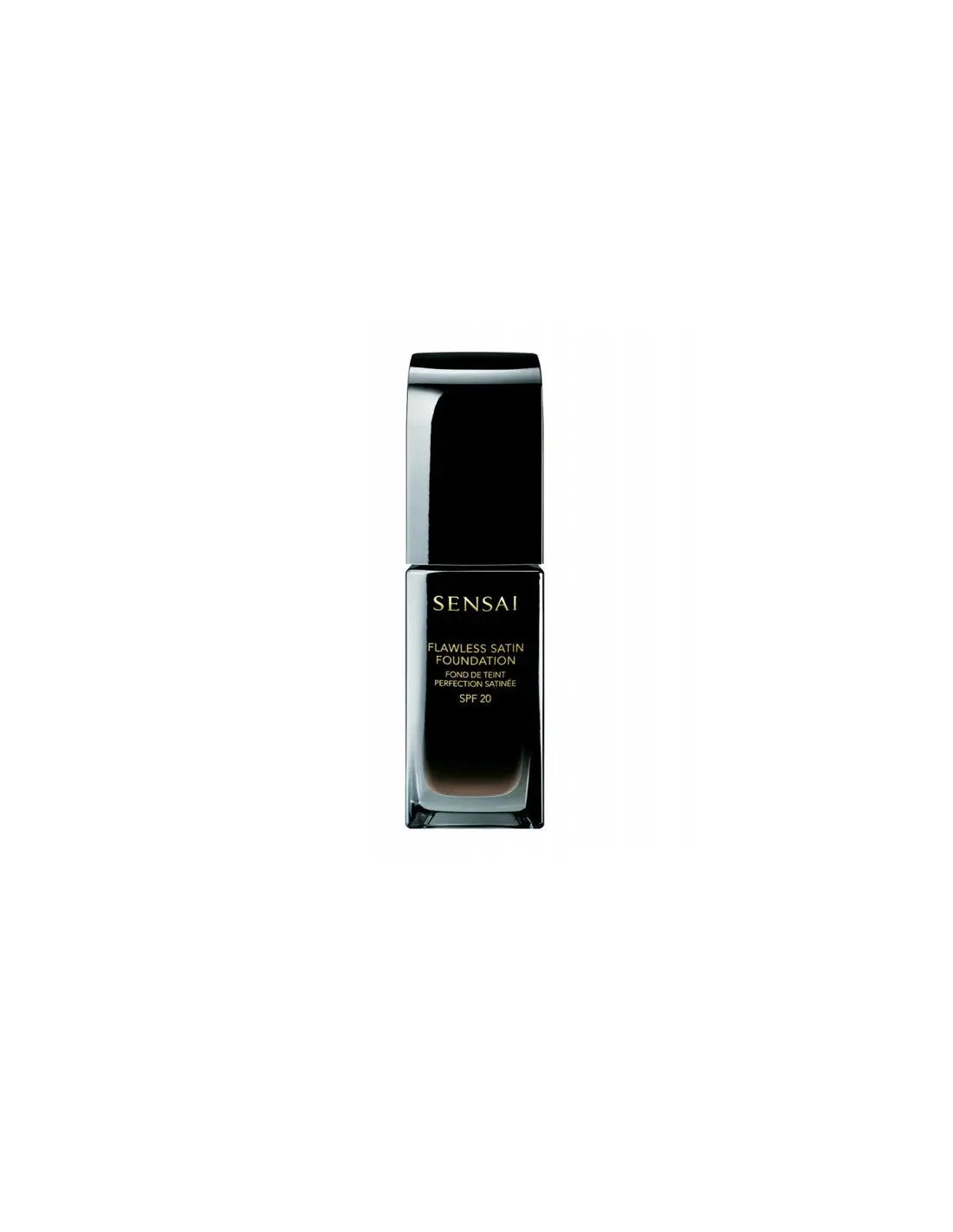 Sensai Sen Maq Flawless Satin Foundation F20 in 30ml bottle, shown with sleek packaging from Jag Couture London New York