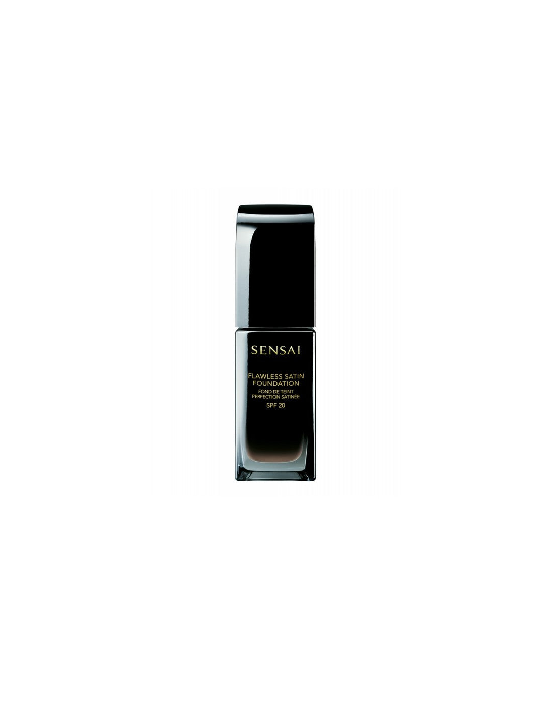 Sensai Sen Maq Flawless Satin Foundation F20 in 30ml bottle, showcasing smooth, satin finish, by Jag Couture London New York.