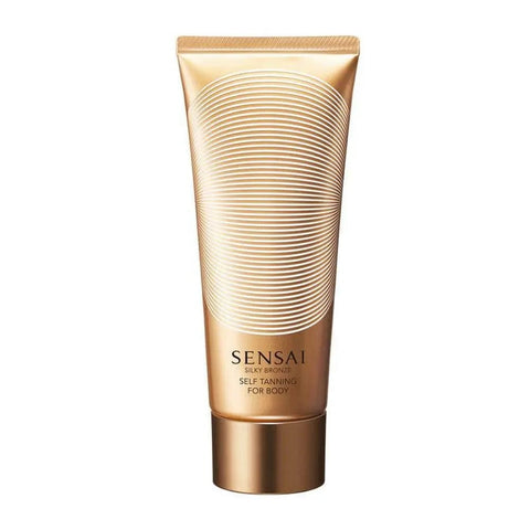 Jag Couture London Sensai Silky Bronze Self Tanning for Body 150ml bottle, showcasing smooth, bronzed skin and product packaging.