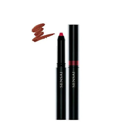 Sensai Silky Design Rouge DR05 Beniukon lipstick in a sleek red shade, shown in a close-up image.