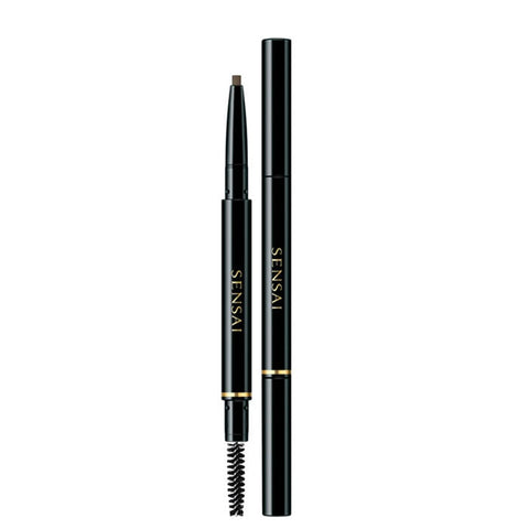 Jag Couture London Sensai Styling Eyebrow Pencil in Warm Brown, showing the pencil with a brown cap and the product name on the packaging.