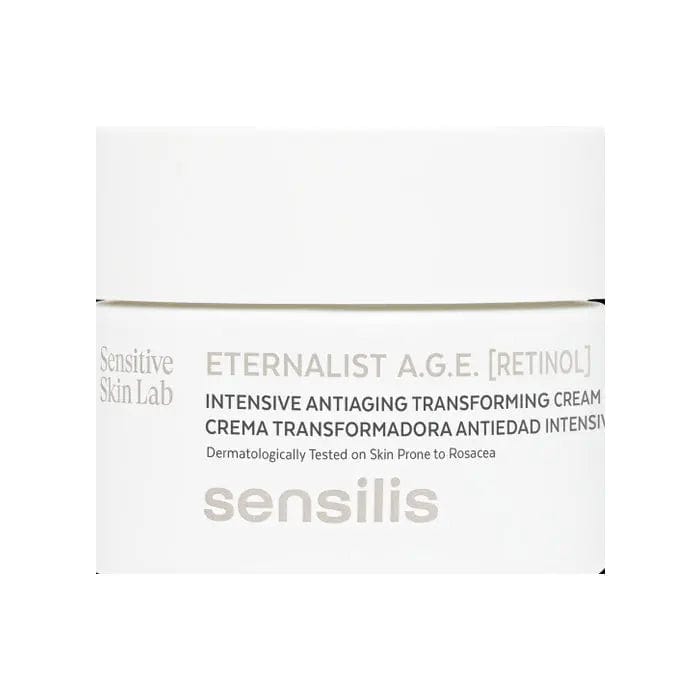 Sensilis Eternalist Age Retinol Anti-Aging Cream in 50ml jar, featuring a smooth cream texture and elegant packaging.