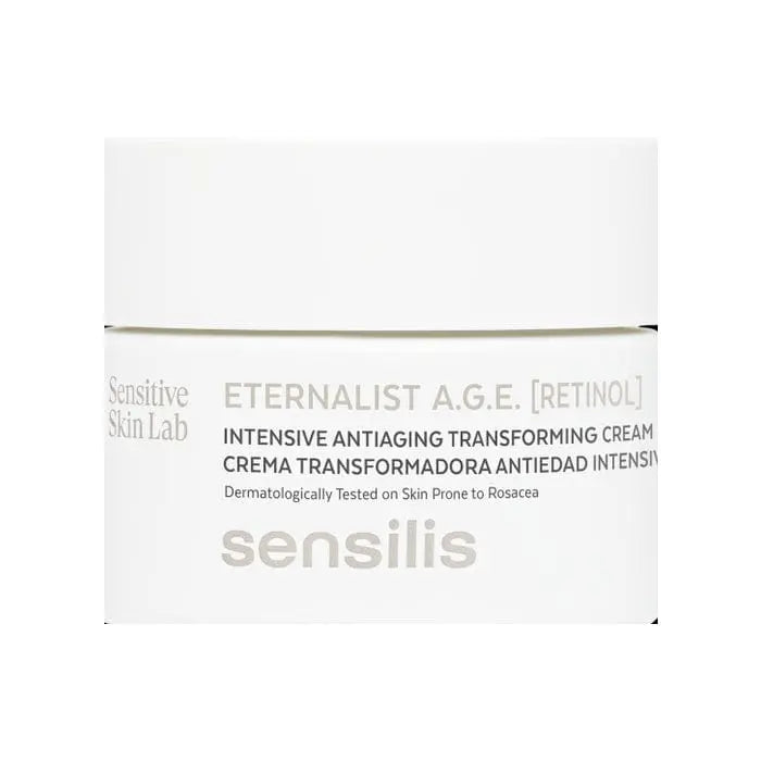 Sensilis Eternalist Age Retinol Transforming Anti-Ageing Cream in 50ml jar, smooth texture, suitable for mature skin.