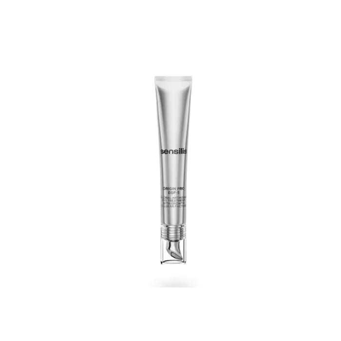 Sensilis Origin Pro Egf 5 Eye Contour cream in a 15ml jar, designed to improve eye area skin health and elasticity.