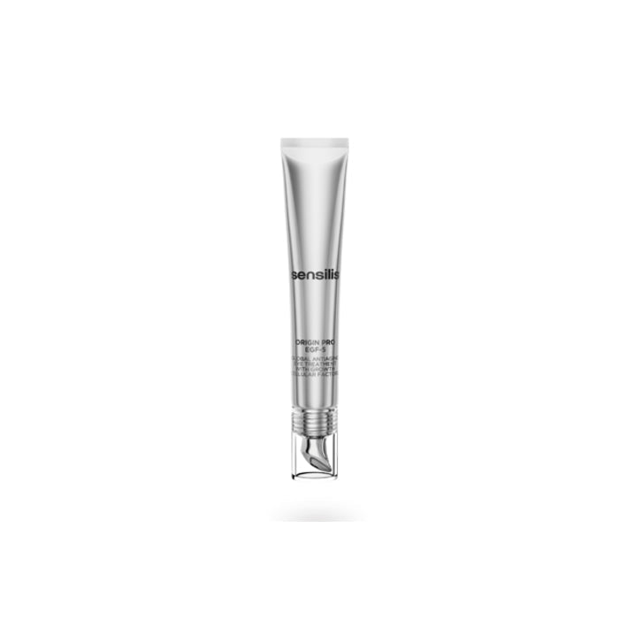 Sensilis Origin Pro Egf 5 Eye Contour cream in a 15ml jar, shown with the product label and applicator tip for eye skincare.