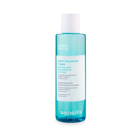 Sensilis Purify Balancing Toner in 200ml bottle, designed to refresh and balance skin, with a clean, minimalist label.