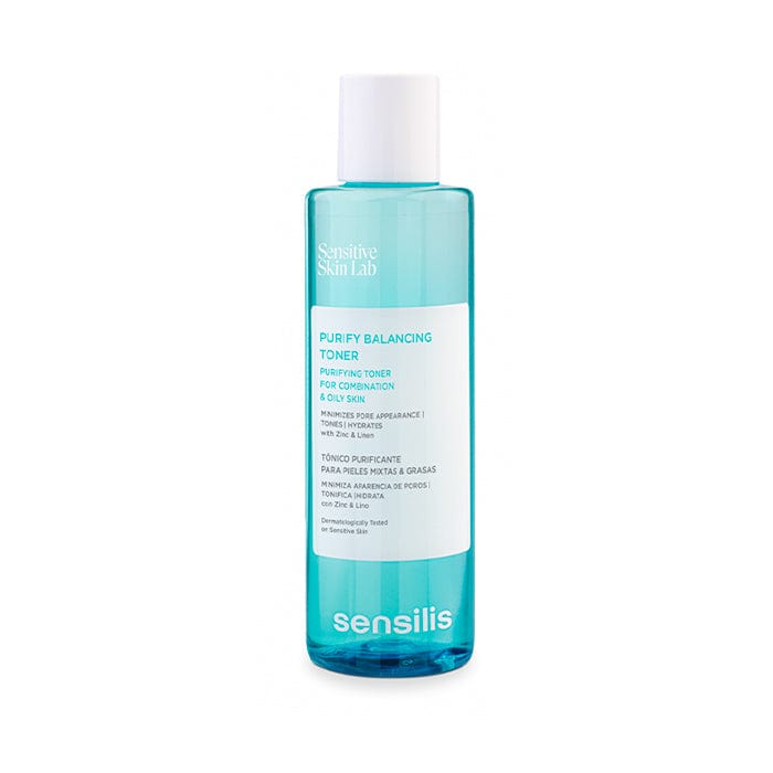 Sensilis Purify Balancing Toner in 200ml bottle, designed for skin refreshment and oil control, by Jag Couture London New York.