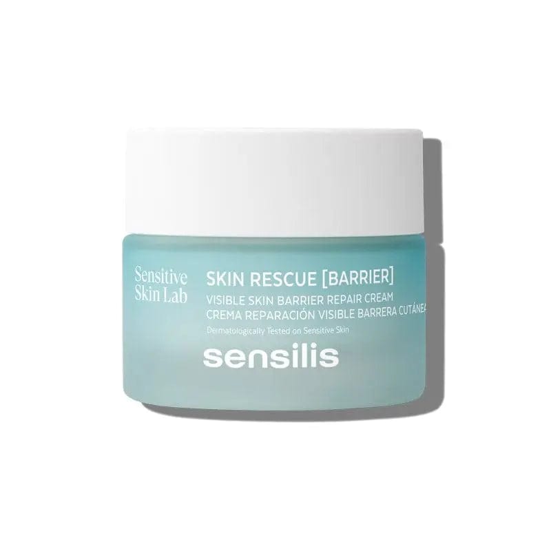 Sensilis Skin Rescue Barrier Repair Cream by Jag Couture London, 50ml jar showing smooth cream inside a sleek container.