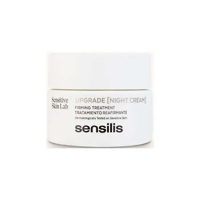 Sensilis Upgrade Firming Treatment Night Cream in 50ml jar, designed to hydrate and tighten skin overnight.