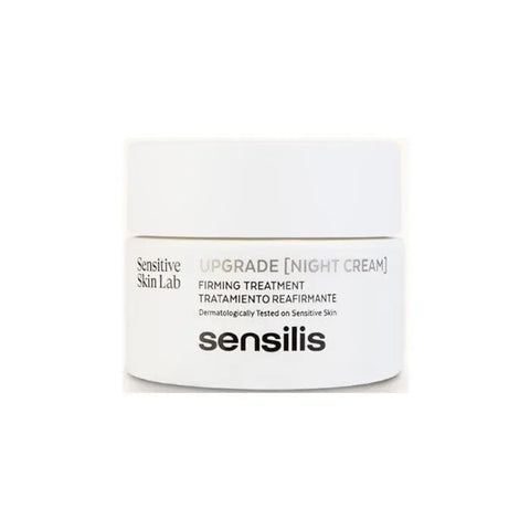 Sensilis Upgrade Firming Treatment Night Cream in 50ml jar, designed to hydrate and tighten skin overnight.