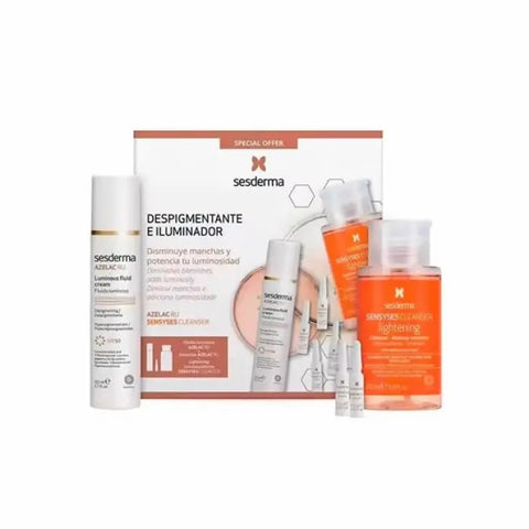 Set of six Sesderma Azelac Ru 50ml bottles, featuring skincare product packaging with white bottles and blue labels.
