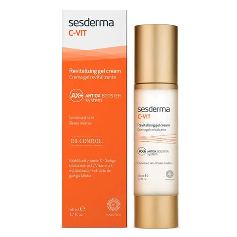 Sesderma C Vit Revitalizing Gel Cream in 50ml jar, featuring brightening and hydrating properties, by Jag Couture London New York.