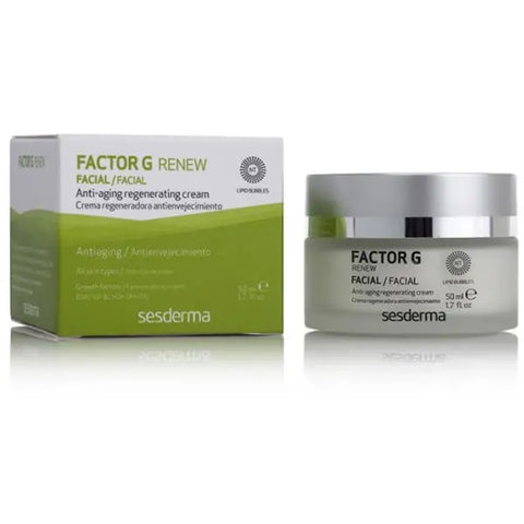 Sesderma Factor G Renew anti-aging regenerating cream in a 50ml jar, designed to rejuvenate and hydrate skin.