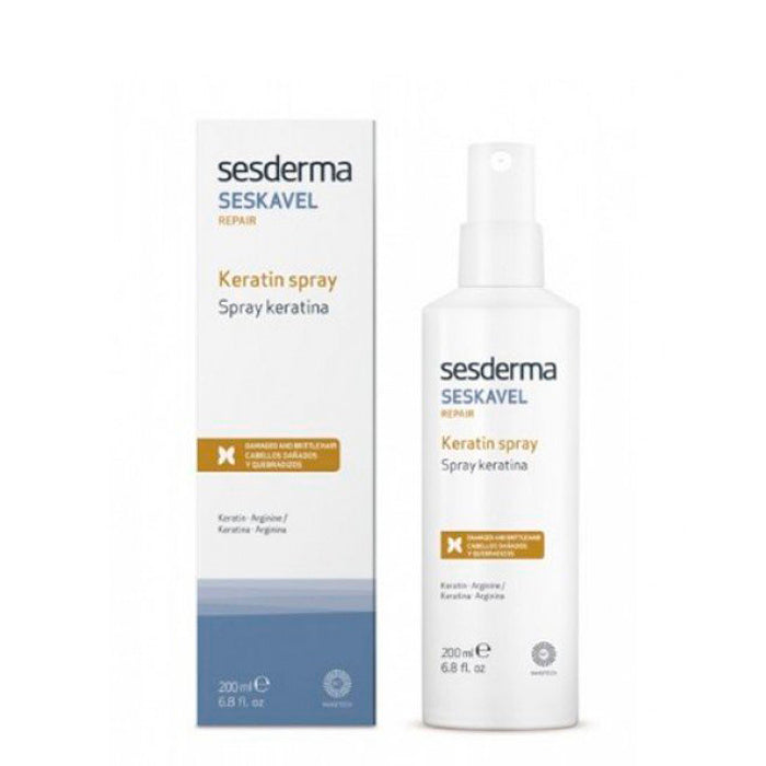 Jag Couture London New York Sesderma Keratin Spray bottle with label, styling product for smooth, frizz-free hair.