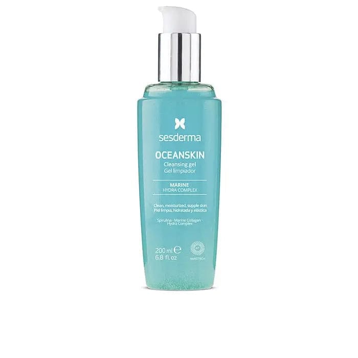 Sesderma Oceanskin Cleansing Gel in 200ml bottle, with blue and white packaging, suitable for cleansing and refreshing skin.