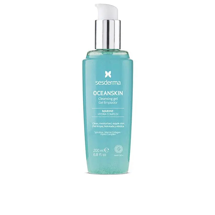 Sesderma Oceanskin Cleansing Gel 200ml, a gentle facial cleanser from Jag Couture London - New York, shown in a clear bottle.
