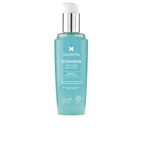 Sesderma Oceanskin Cleansing Gel 200ml, a gentle facial cleanser with marine-inspired formula, in a clear plastic bottle.