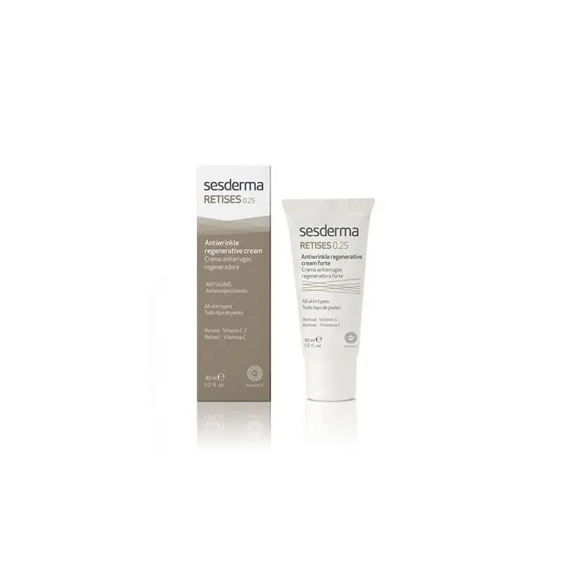Sesderma Retises 0.25 anti-wrinkle regenerating cream in a 30ml jar, displayed with branding from Jag Couture London New York.