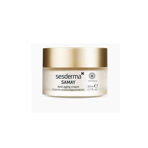 Sesderma Samay anti-aging cream for sensitive skin in 50ml jar, designed for women, with a smooth cream texture.