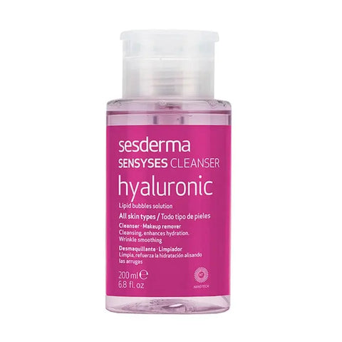 Sesderma Sensyses cleanser with hyaluronic acid, a gentle makeup remover in a 200ml bottle, displayed by Jag Couture London New York.