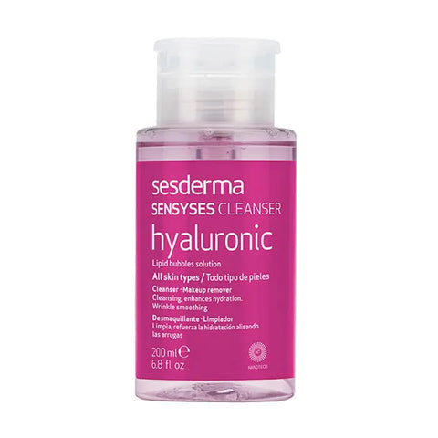 Sesderma Sensyses cleanser with hyaluronic acid, a gentle makeup remover in 200ml bottle, designed for nourishing skin.
