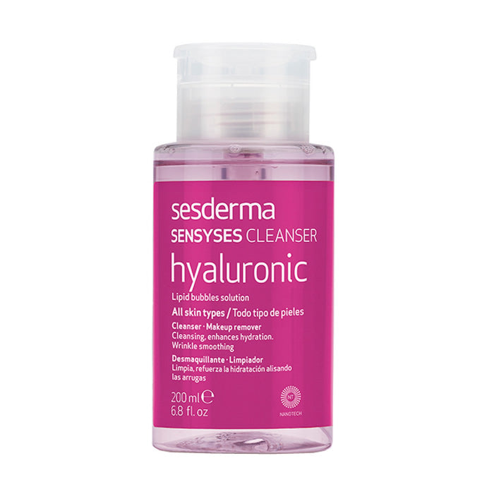 Sesderma Sensyses Cleanser Hyaluronic Make-Up Remover in a 200ml bottle, featuring gentle cleansing and hydrating properties.
