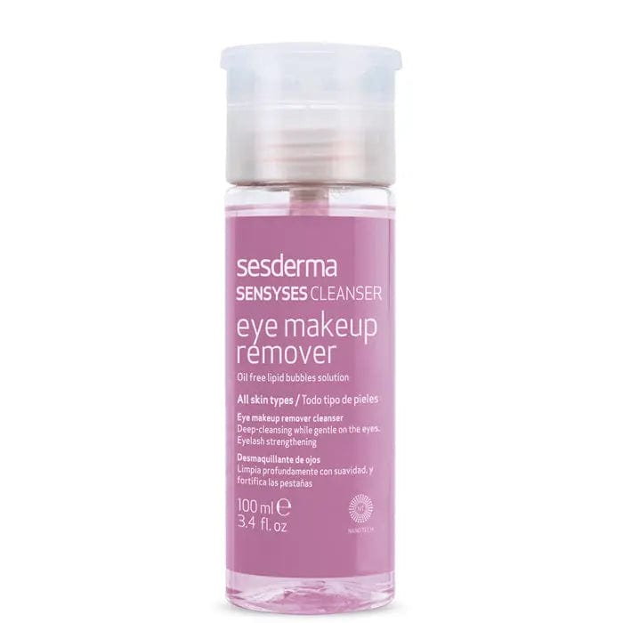 Sesderma Sensyses Eye Makeup Remover 100ml, clear liquid in a bottle, designed for gentle eye makeup removal.