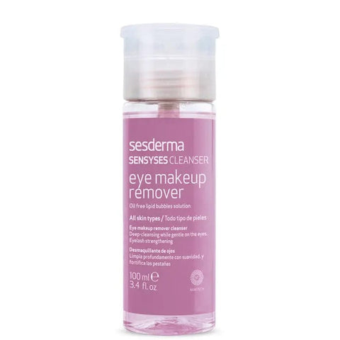 Sesderma Sensyses Eye Makeup Remover 100ml, clear liquid in a bottle, designed for gentle eye makeup removal.