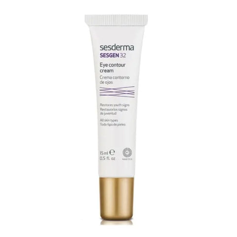 Sesderma Sesgen 32 Eye Contour Cream in 15ml jar, featuring a sleek design and labeled packaging.