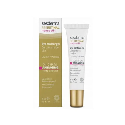 Sesderma Sesretinal Mature Skin Eye Contour cream in a 15ml tube, featuring a sleek design with the product label visible.