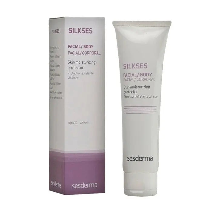 Sesderma Silkses Skin Moisturizing Protector 100ml bottle with pump, designed for hydrating and protecting skin.